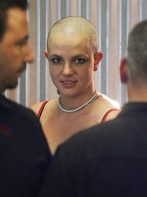 A  bald Britney Spears
