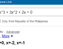 Live Search one-up’s Google Calculator in algebra